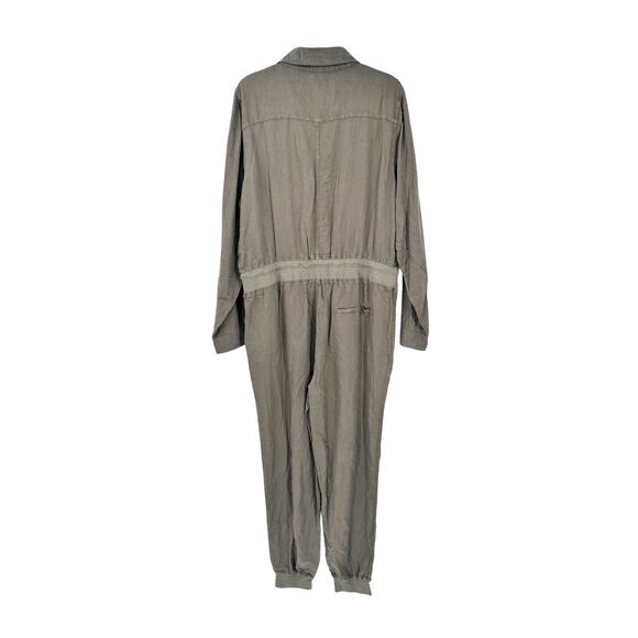 Faherty Arlie Day Long Sleeve Jumpsuit in Surplus Green Size XL - Picture 3 of 6